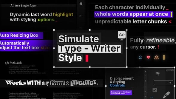 Typewriter Text Effect: Text Box, Word Highlight, Custom Cursor, With FX Panel on a Single Layer（999550）-技能树